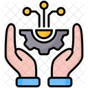 Digital Transformation Hand Gear Icon