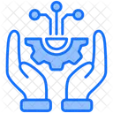 Digital Transformation Hand Gear Icon