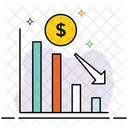 Diminution Financiere Graphique A La Baisse Crise Financiere Icône