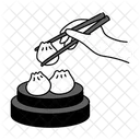 Black Monochrome Dimsum Illustration Dimsum Cuisine Icon