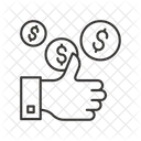 Dinheiro, Riqueza, Dólar, Moeda, Moeda, Polegar Para Cima  Ícone