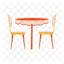 덮개를 씌운 의자가 있는 식탁  아이콘