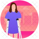 Crutches Handicap Disabled Girl Icon
