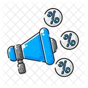 Blue Megaphone With Discount Icon