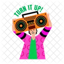 Disfrutando De La Musica El Altavoz Y El Personaje Icono