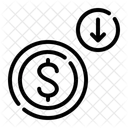 Disminuir el dinero  Icono