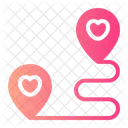 Distance Route Love And Romance Icon