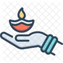 Diya On Hand Festival Diwali Icon