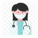 Doctor Girl With Face Mask  Icon