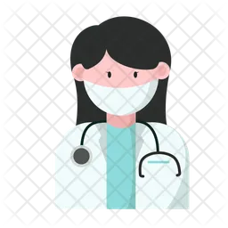 Doctor Girl With Face Mask  Icon