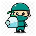 Doctor With Hand Sanitizer  Icon