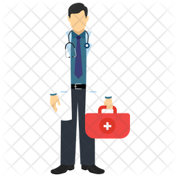 Doctor with stethoscope suitcase Icon