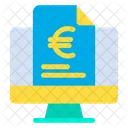 Monitor Documento Euro Documento Financiero Icono