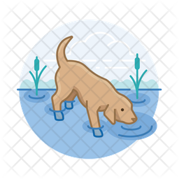 Dog Drinking Water Icon - Download in Colored Outline Style