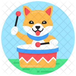 Dog Playing Drum  Icon