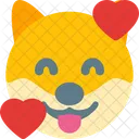 Dog Smiling With Hearts Icon