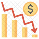 Disminucion Del Dolar Perdida Financiera Grafico De Barras Del Dolar Icono