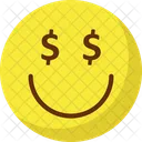 Dollar Dollar Auf Gesicht Emoticons Symbol