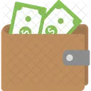 Cash Dollar Bills Leather Wallet Icon