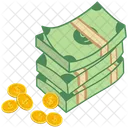Dollar cash with golden coins  Icon