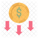 Dollar coin decrease  Icon