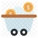Dollar Mining Cart Wheelbarrow Handcart Icon