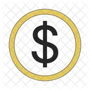 Dollar sign in golden circle  Icon