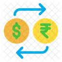 Dollar und Rupien Umtausch  Symbol