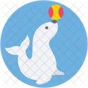 Dolphin Playing Fish Icon
