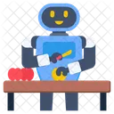 Domestic Robot Kitchen Robot Cutting Apples Icon