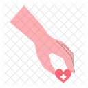 Donation Hand with Heart and Medical Cross Symbol  Icon