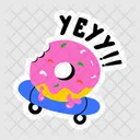 Donut Skateboarding Yey Word Icon