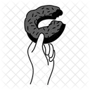 Black Monochrome Donut Illustration Donut Dessert Icon