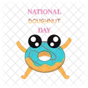 Donut character with national doughnut day  Icon