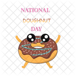 Donut character with national doughnut day  Icon