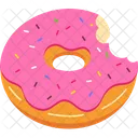 Donut de fresa con marca de mordida  Icon