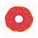 Donut Mit Erdbeer Deckel Essen Fast Food Symbol