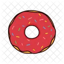 Donut Mit Erdbeer Deckel Essen Fast Food Symbol