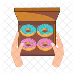 Donut in box with hand  Icon