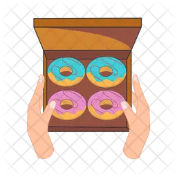 Donut in box with hand  Icon