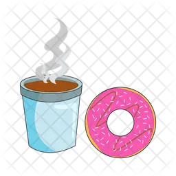 Donut with glass chocolate drink  Icon
