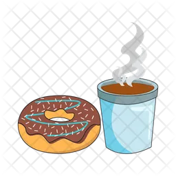 Donut with glass chocolate drink  Icon