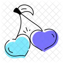 Heart Cherries Heart Berries Party Food Icon