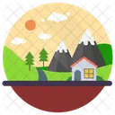 Land Dorf Landschaft Symbol