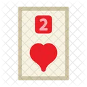 Dos De Corazones Cartas De Poquer Casino Icono