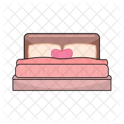 Double bed with love  Icon