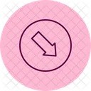 Down Right Arrow Pentaglow Icon