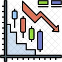 하락세 경기 침체 감소 아이콘