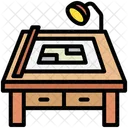 製図台、設計、描画 アイコン