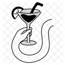 Half Tone Holding Juice Glass Illustration Drinking Juice Beverage In Hand Icon
